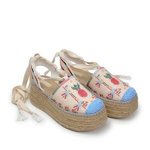 FARM RIO Paradise Platform Lace Up Espadrille Sandals